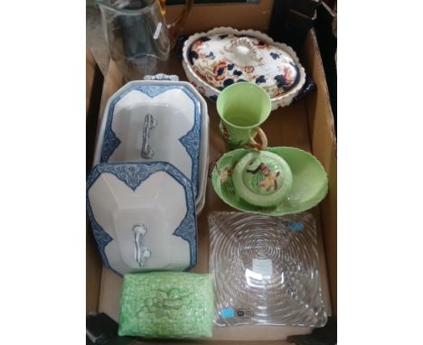 A mixed lot of ceramics and glass including Carlton ware, glass jug, lidded tureen, etc.