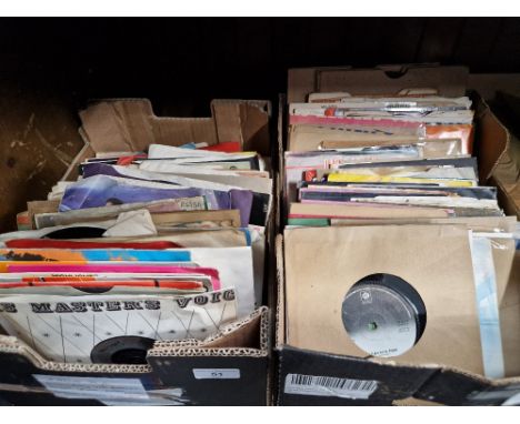 Two boxes of vinyl 7" singles/45s including The Beatles 'Twist and Shout', Gladys Knight and the Pips, Main Ingredient 'Regga