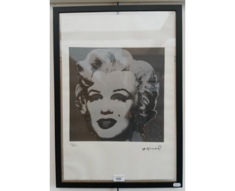 After Andy Warhol (American, 1928-1987), limited edition screenprint of Marylin Monroe, numbered 75/100, signed within the pr