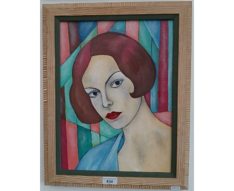 Alex Benson (British, 20th/21st century), 'Bethany', oil on board, portrait of a woman, 29cm x 39cm, signed and and titled to