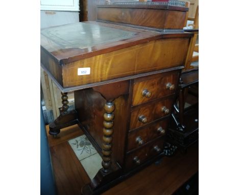 A reproduction inlaid mahogany Davenport desk and a reproduction corner cabinet. 