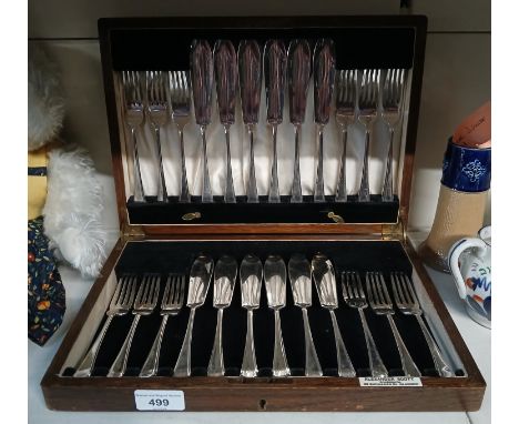 A canteen of silver plated fish knives and forks in box marked Alexander Scott Glasgow 