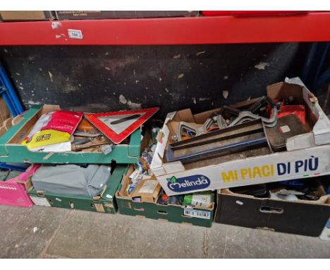 Six boxes of assorted tools &amp; garageware 