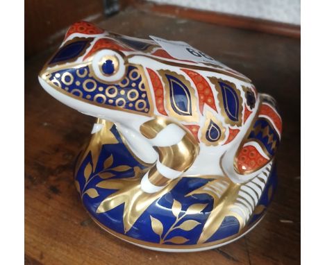 Royal Crown Derby paperweight - Frog (gold stopper) 