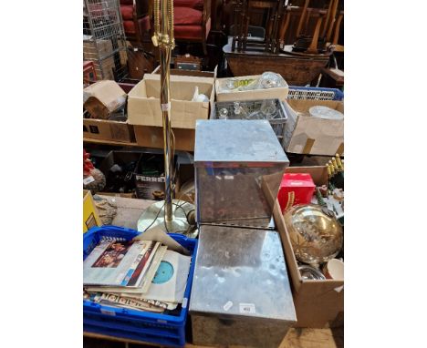 3 hinged stainless steel storage bins and reading lamp with foot pedal switch and magnifier
