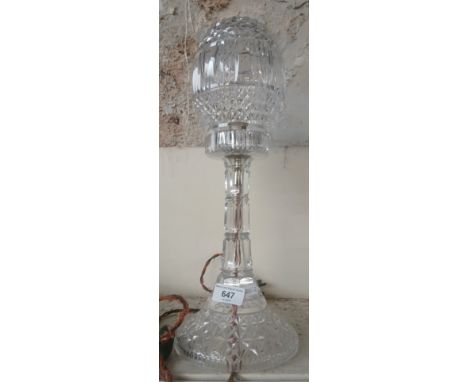A cut glass table lamp. 