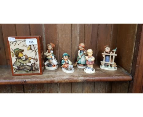 Hummel - a wooden musical box made in West Germany in working order with 5 figurines - Signs of Spring (1950-55), Little Swee