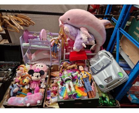 A collection of assorted toys to include Toy Story figures (Woody, Buzz Lightyear &amp; Slinky etc.), soft toys (Mini Mouse &