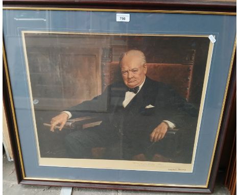 After Arthur Pain, colour print depicting Winston Churchill, published by Frost &amp; Reid, framed and glazed, 76cm x 68cm (o