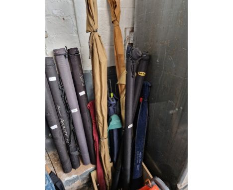 A group of assorted fishing rods to include sea &amp; fly rods etc. 