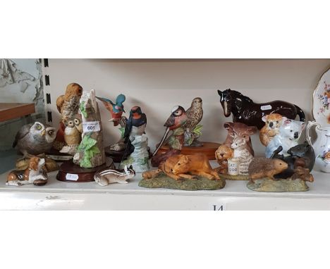 16 bird/animal figures including John Beswick, Aynsley, Plichta, Leonardo etc.