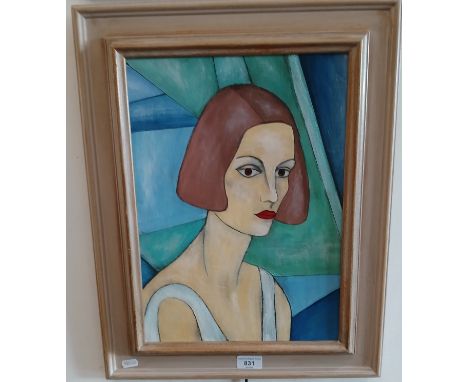 Alex Benson (British, 20th/21st century), 'Molly', oil on board, portrait of a woman, 28.5cm x 40cm, signed and and titled to