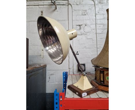 A vintage chrome and cream desk lampCondition:- General wear through age and use, no wire from fitting, some small chips to p