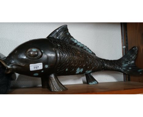 A Bronze sculpture of a koi carp, approx. 60cm long