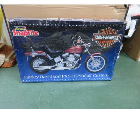 Revell 1/8th scale Harley Davidson FXSTC Softail Custom No. 7309, unmade plastic kit, chrome-finish parts, parts in sealed ba