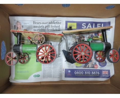 Mamod live steam pair of Traction Engine No. T.E.1A, has been fired, generally good plus to good fair, would benefit from cle