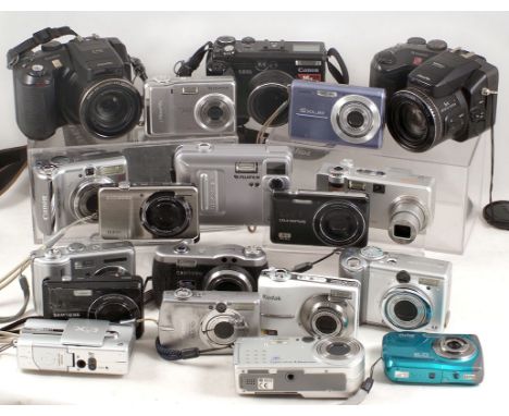 Miscellaneous Digital Cameras. Box of digital cameras, including Fuji S7000, F470 & MX1200, Samsung Digimax S500, Minolta Dim