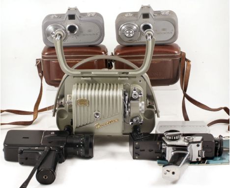 Zeiss Ikon & Bolex Cine Cameras. 2 Zeiss Ikon Movikon 8 and a Bolex 150 Super 8mm cine cameras, with cases (condition 5F) and