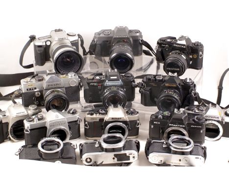 15 SLR Film Cameras. To include Minolta Dynax 5 with 28-80mm AF zoom, Pentax Super A with 35-70 PKA Macro Zoom (condition 6G)