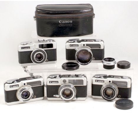 Rare Demi C & Other Canon 1/2 Frame Cameras. Demi C outfit with 28mm f2.8 standard & 50mm f2.8 portrait lenses; Demi (metered