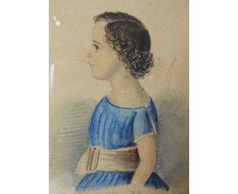 English School, 19th Century , Watercolour Miniature, initialled HA and dated 1852 , Portrait of a Young ChildApproximate siz