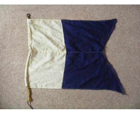 A vintage cloth Signalling Flag, or Pennant, approx 56cm x max 80cm.