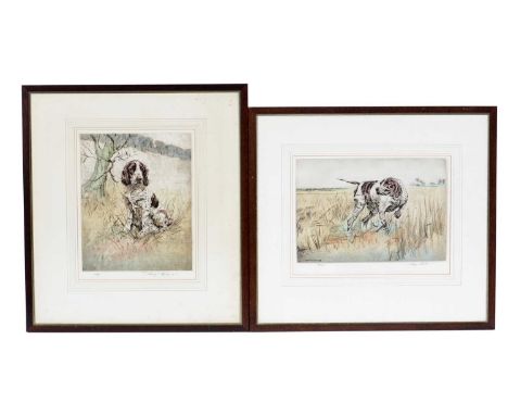 Henry Wilkinson (1921-2011)Portrait of a liver and white Spaniel, and a Portrait of an English Pointer hunting Ducks,pencil s