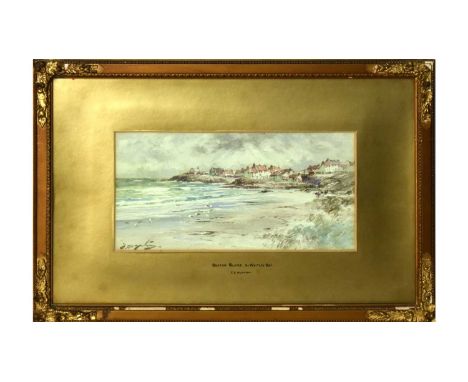 Thomas Swift Hutton (1865 - 1935)"Seaton Sluice, Nr Whitley Bay",signed,watercolour,15 x 30cms, framed.
