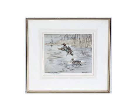 Henry Wilkinson (1921-2011)Ducks Taking Wing,pencil signed to the margin, limited-edition engraving, 1/180,27.5 x 32cms, fram