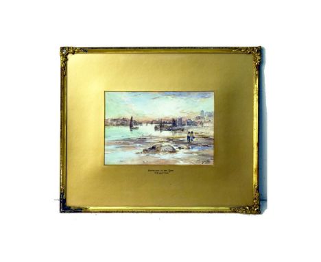 Thomas Swift Hutton(1865-1935)"Entrance to the Tyne",signed,watercolour,16 x 23cms, framed.