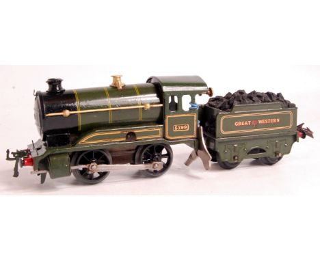Hornby 1938-41 green clockwork 0-4-0 No. 0 locomotive, Great Western with No. 5399 to cabsides, extensive touching in to body