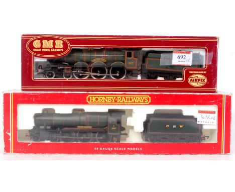 A Hornby R2085 'County of Worcester' engine and tender GW livery (G-BG), and a GMR (Airfix) 'Caerphilly Castle' engine and te
