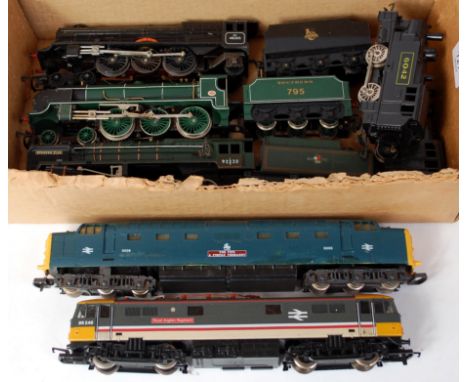Collection of mixed locomotives, Hornby black Princess, Southern green 'Sir Dinadan', BR green Evening Star, BR Intercity cla