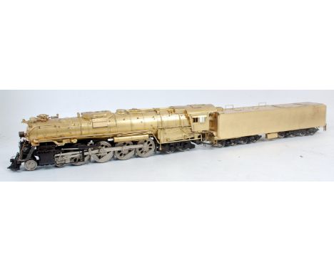 Unpainted brass Asian manufactured Santa Fe 4-8-4 engine and tender, KTM Models, US Hobbies Imported (G-BG)