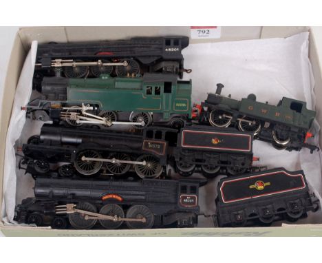 Triang class B12 engine and tender, green 2-6-2 tank engine, black Princess Victoria engine and tender, 2 other items for spa