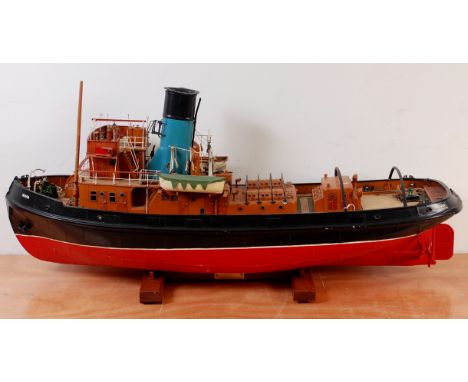 From Caldercraft 1/32nd scale model of a Imara Twin screw harbour tug boat, finished in red, black and orange, named Imara, s