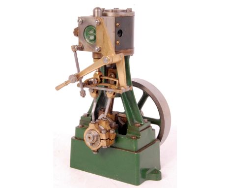 Stuart Turner, No. 7A vertical steam engine comprising of single vertical cylinder suspended on a single A frame, with cast i