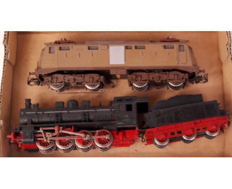 A Marklin DB black 0-8-0 engine and tender (G) and a Bo-Bo brown type E4/4 electric locomotive (G)