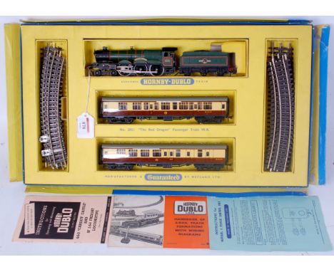 A Hornby Dublo 2021 'The Red Dragon' train set complete with 'Cardiff Castle' engine and tender, 2 WR coaches track oval inst