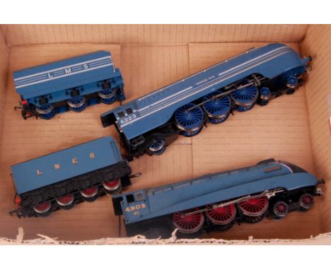 Hornby LMS blue/silver streamlined 4-6-2 engine and tender, 6223 'Princess Alice' and Bachmann LNER class A4 engine and tende