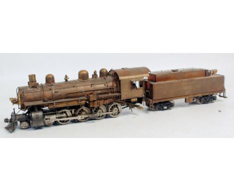 Unpainted brass Korean or similar American outline 4-8-0 engine and tender by Max Gray imports (G-BFG)