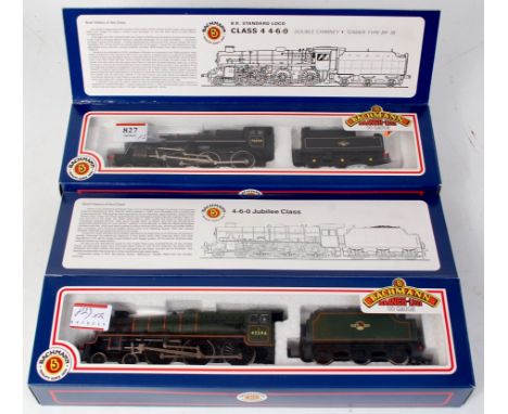 A Bachmann 31-103 BR Standard 'Class 4' 4-6-0 engine and tender (M-BM) and Bachmann 31-153 Jubilee Class 4-6-0 engine and ten