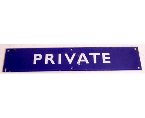 An LNER enamel door plate (a/f) PRIVATE