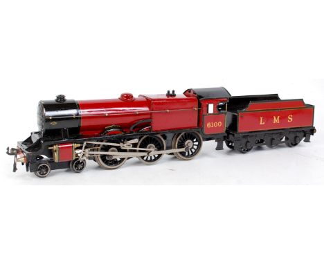 A Bassett Lowke 5611/0 4-6-0 engine and tender Royal Scot AC circa 1937/52 some over painting to black chassis etc (G-VG)