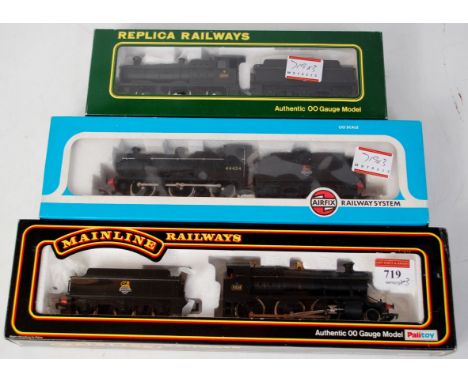 A Mainline Railways ex GWR BR black Mogul engine and tender with instructions (M-BM), a Replica Railways BR black Collett goo
