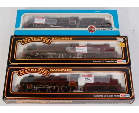 A Mainline rebuilt Scot class engine and tender Royal Scot, as preserved (G-BG), a Jubilee class engine and tender, LMS maroo
