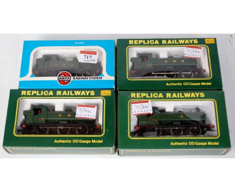 A Replica Railways No. 11001 GWR 'Shirtbutton' pannier tank engine (G-BD), 2x 11003 GWR green pannier tank engine (M-BM), and