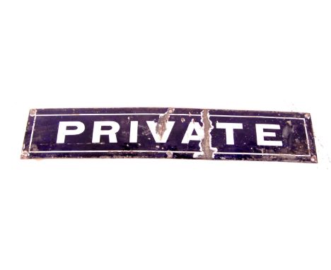 A  GER enamel door plate (a/f) PRIVATE 