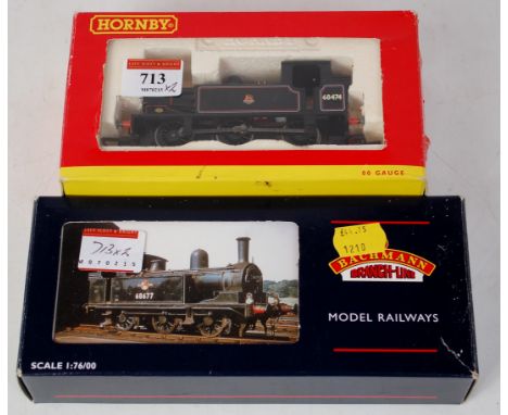 A Hornby R2155A BR lined black class J83 tank engine No. 68474 (G-BG), and a Bachmann 31-058 class J73, factory weathered as 
