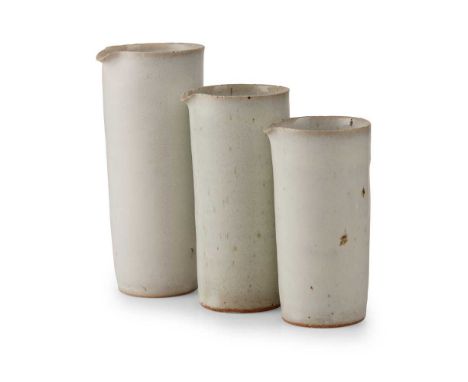 § Rupert Spira (British 1960-) Three Pouring Vessels each impressed artist's seal, stonewareDimensions:14cm high, 12cm high a